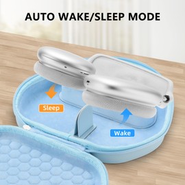 Maxjoy for Airpods Max Case, Smart Case Supports Sleep Mode, with AirPods Max Silicone Earpad Cover/Ear Cups/Headband Cover Accessories, Portable Travel Carrying Storage Bag, Light Blue Set