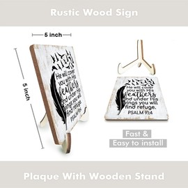 Inspirational Wood Sign Rustic Desk Decor Home House Office Work Table Desk Accessories Decorative Motivational Christian Religious Bible Verse Faith Decorations Office Supplies Laundry Cubicle Decor