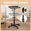 36" Salon Tray on Wheels Black, Adjustable Height Tattoo Tray