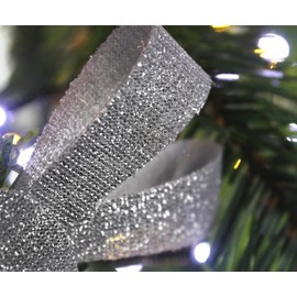 Marco Paul Christmas Tree Decorations - 3 Silver Glitter Christmas Tree Bows Ribbon Decorations Christmas Tree Baubles Christmas Wrapping decorations Christmas Bows for Gift Wrapping