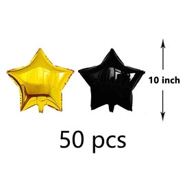 AnnoDeel 50pcs Gold Black Star Foil Balloons, 10inch Black Star Balloons Gold Star Mylar Balloons for Wedding Birthday Engagement Graduation Party Decoration
