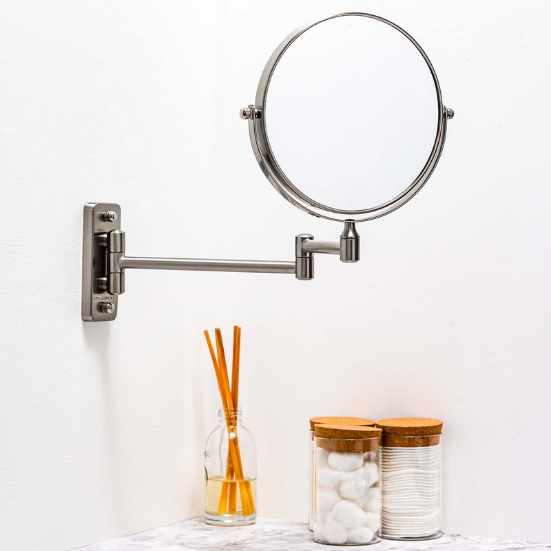 OVENTE 7" Wall Mounted Makeup Mirror with 1X/10X Magnification, Double