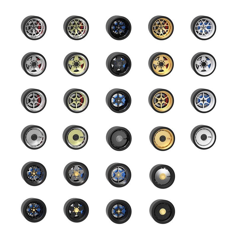 WAVEIST Carlomo 1/64 Scale S-Class Alloy Wheels Rubber Tires with