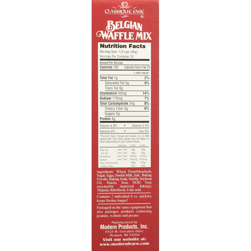 Classique Fare 6 Piece Fare Belgian Waffle Mix,16 Ounce (Pack