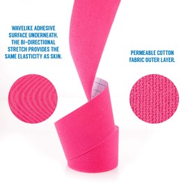 Proworks Kinesiology Tape | 5m Roll of Elastic Muscle Support Tape for Exercise, Sports & Injury Recovery - Hot Pink