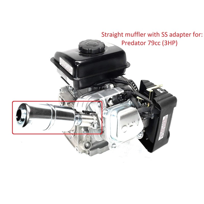 Straight Exhaust With Muffler for: Predator 79cc 3HP