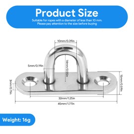 Indrnif Pack of 20 M5 Eye Plate Stainless Steel with Eyelet, M5 Stainless Steel Cover Plate, Eye Plate Stainless Steel M5 Eyelet Plate Holder, Mounting Hooks for Hanging Items, Awnings, Deck Plates