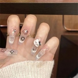 [Overseas] Kitty Nail Handmade Nail Sticker When Wearing Kt Cat Katie Premium Nail Sticker New Product Cute Free Size/ formation 4ea