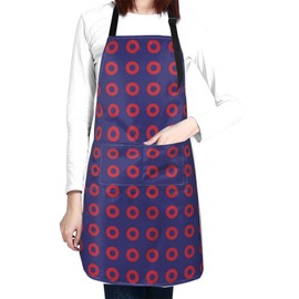 TUFOSERY Phish Red Donut Circles On Blue Apron Bib with 2 Pockets and Adjustable Neck Waterproof Kitchen Cooking Gardening Chef Aprons for Women Men