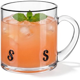 Domensi Monogram Letter S Icon Juice Glass 14oz Drinking Cup with Mirror Initial S 3D Pattern Custom Monogram Sister Gifts Old Fashioned Iconic Glass for Her Sister Women Holiday Party Party Supply