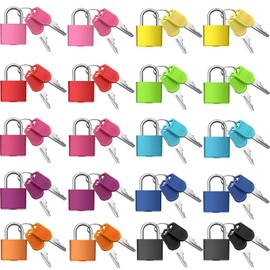 20 Pieces Mini Padlock Suitcase Locks 1.25''with Keys Multicolor Keyed Padlock Metal Small Luggage Lock Keyed Padlocks for Gym Locker, Backpack, Box Laptop Bag (Colorful)