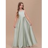 WDCVGTR Bow-Knot Junior Bridesmaid Dress for Wedding Champagne Straps Satin