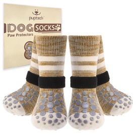 PUPTECK Non Slip Dog Socks to Prevent Licking for Hardwood Floors, Shoes for Hot Pavement Summer Small Medium Large Size Dogs Traction Control Booties Paw Protectors Boots Cold Winter
