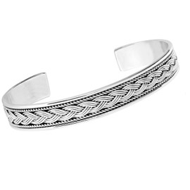 Treasure Bay Women's Celtic Braid Bangle Bracelet - 925 sterling Silver Bracelet - Mens Solid Silver Bracelet Celtic Knot Cuff Bangle Adjustable