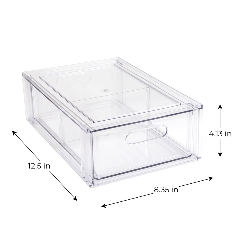 Smart Design Pull-Out Stackable Storage Bin with Removable Dividers -