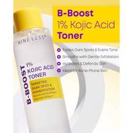 NINELESS B-Boost 1% Kojic Acid Toner with 2% Niacinamide for Dark Spot Correction - Korean Skincare for All Skin Types - Formula with Adenosine & Probiotics - 6.76 fl. oz.