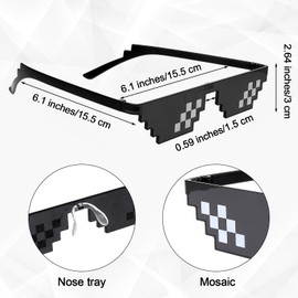 WY LIGHTING LEVEL 2 PackThug Life Sunglasses Dress Up Pixelated Mosaic Glasses Funny Party Photo Props Shades for Women Men Kid Teens
