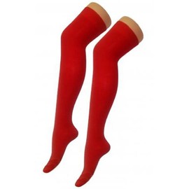 New Ladies Womens Over Knee Long Casual Ladies Thigh High Plain Stretch Fit Cotton Overknee Socks (Red)