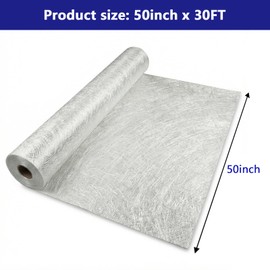 CRMCC Fiberglass Cloth Mat Roll 50" x 10 Yards (30 ft) - 1.5 oz/sqft Chopped Strand Mat (CSM) for Boat Building, Auto Repair, Large Surface Lamination