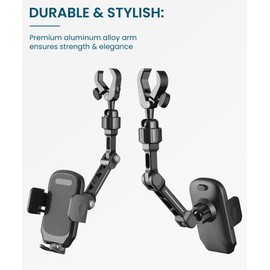 Rear View Mirror Phone Holder, Premium Aluminum Alloy Mount with Multi-Angle Adjustment, Rearview Mirror Phone Holder Mount for Car & Truck, Universal Accessories Compatible with All Cell Phone