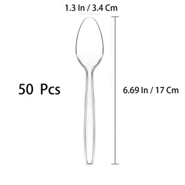 50 Pcs Clear Plastic Spoons, Disposable Spoons, Solid and Durable Disposable Spoons Heavy Duty Bulk, BPA-Free, Heat Resistant, for Parties, Picnics, Event, Daily Use