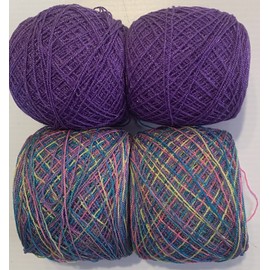 Lace yarn Crystal Colors 348&983. Acrylic/Rayon. 900 yards per ball. 1 lot of 4.