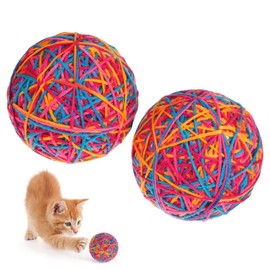 Cat Toy Balls Pet Yarn Balls, Woolen Yarn Cat Pet Interactive Toys Playing Toys Cat Exercise Scratch Play Chewing for Dogs Cats, 2pcs