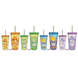 Silver Buffalo Rainbow Brite RB Color Kids Set Boxed 24oz 4 pack Color Change Plastic Tumbler