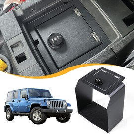 RERPRO Center Console Gun Safe Lock Box Armrest Storage Compatible with 2012-2018 Jeep Wrangler JK Unlimited 2/4 Door Interior Accessories Armrest Vault Organizer Tray with 3 Digit Combo Password