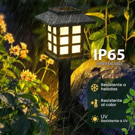 Luces Solares GIGALUMI FXD-12 – Pack 12 LED impermeables para jardín y patio
