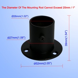 Aopin Closet Rod Bracket Flange Socket Kit with Matte Black Finish 25mm / 1" Wardrobe Rod Brackets Curtain Rod End Supports Rod Holder Brackets Stainless Steel, Closet Pole Socket Brackets 4 Pcs