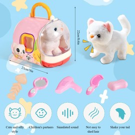 Dog Toy Children, Toy Dog Running and Barking, Dog with Lead for Running and Barking, Cuddly Toy Dog Electric Dog Cage, Dog Game Toy from 2 3 4 5 Years Gift Ideas (Cats)