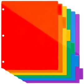 Binder Dividers with Tabs and Pockets - 6 Pack Plastic Dividers with Front Pockets Pocket Dividers for 3 Ring Binder Multicolor Tab Dividers with Pockets Binder Dividers with Pockets for Office School
