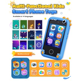 BAISIQI Smart Phone Toys for Boys Ages 3-8, Dinosaur Phone Toys with Dual Camera, Toddler Touchscreen Phone Educational Toys for Kids, Christmas Birthday Gifts for 3 4 5 6 7 8 9 10 Year Old Boy