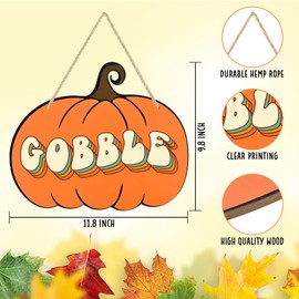 Fall Decorations for Home Fall Pumpkin Decor for Kitchen Autumn Thanksgiving Decorations for Home Wall Autumn Front Door Hanging Sign (Wood 2206)