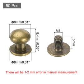 uxcell 50 Pcs Mini Round Knobs, 8mm Small Drawer Pulls, Cabinet Knobs Handles Pulls for Dresser Closet Jewelry Box Gift Cases, Bronze