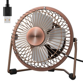 Zuvas Desk Fan Quiet Small USB Fan 360° Rotation Portable Table Fan 2 Speed Mini Personal Fan Air Cooling Electric Fan for Home Office Bedroom Travel Camping, 4 inch Bronze