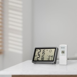 Bresser MeteoTemp HZ Wireless Weather Station with Outdoor Sensor, Frost Warning, DCF Time, Large Display, 100 m Range