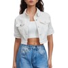 LifeShe Women Stretch Cropped Denim Jacket Short Sleeves Button Down
