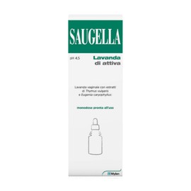 Saugella Lavanda di Attiva, Lavanda Vaginale ad Azione Detergente con Estratti di Timo e Chiodi di Garofano, Monodose Pronta all'Uso, Confezione da 140 ml