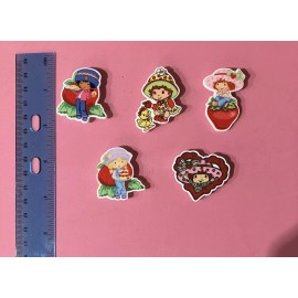 Unbranded Strawberry Shortcake Mini Magnets Acrylic Set Of 5 Bandai Era Inspired Design