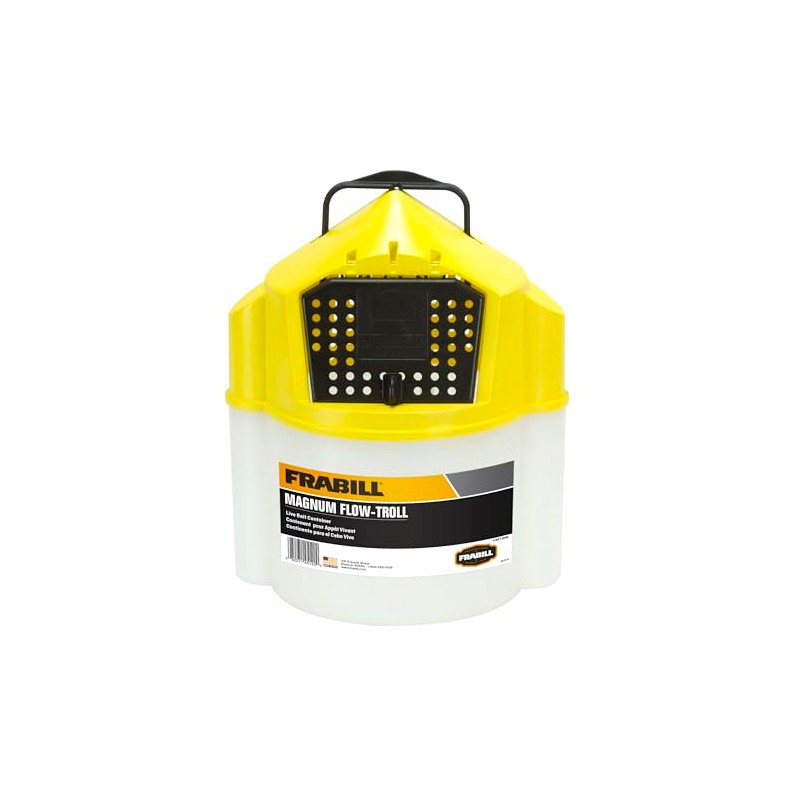 Frabill Flow-Troll Magnum Minnow Bucket, 10-Quart, White/Yellow (451200)