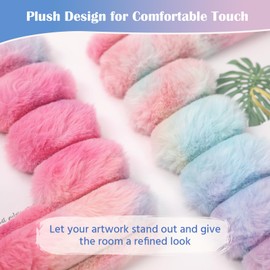 FOLKOR 4x6 Plush Picture Frame for Colorful Portrait Watercolor Paintings Drawings, 4 by 6 Comfortable Fuzzy Faux Fur Photo Frame Shelf Decor, Rainbow Cute Frame for Birthday Baby Shower New Year