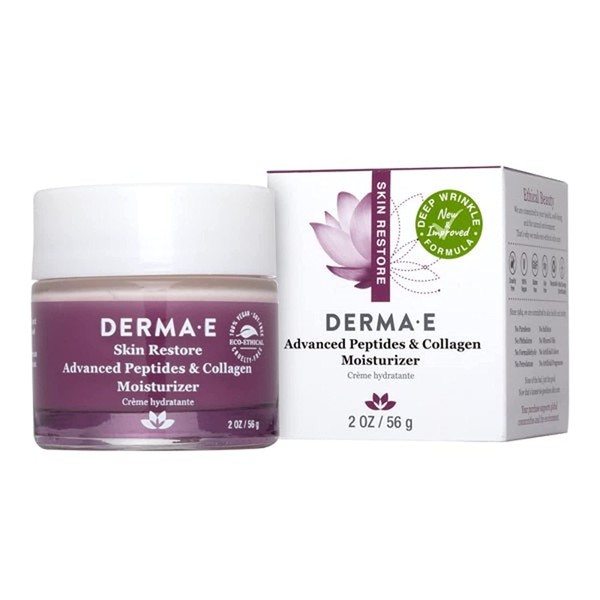 DERMA E Advanced Peptides and Collagen Moisturizer – Double Action Collagen Face Cream with Peptide Complex – Intense Moisture Day and Night Cream for Women – Natural Collagen Cream, 2oz