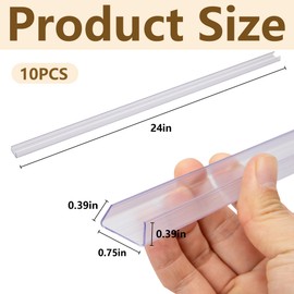 Nkiy Quen 10 Pcs 24" Cabinet Door Protector Edge Guard-3/4 Thick Slip-On Drawer Door Protector in Clear-Shelf Edge Protector for Kitchen Cabinets to Prevent Wear,Chipping and Discolouration