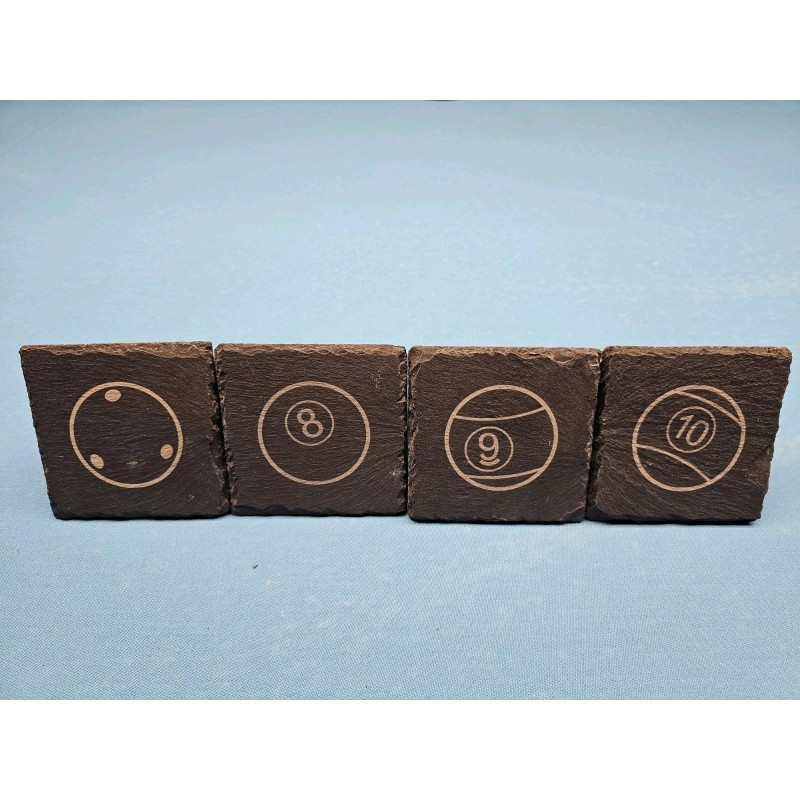 Unbranded Laser Engraved Slate Coasters - Pool Balls
