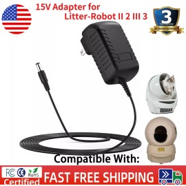Zhazpor 15V Adapter for Litter-Robot II 2 III 3 Open Air Self Cleaning box Power Cord