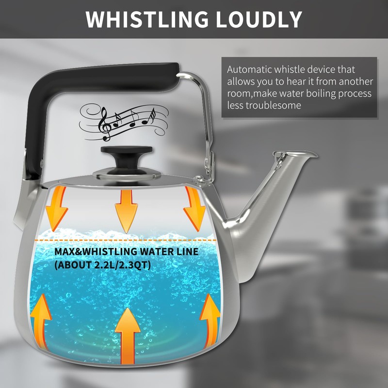 SADOMAIN Tea Kettle, Whistling Stovetop Tea Kettle, Large Capacity Teapot