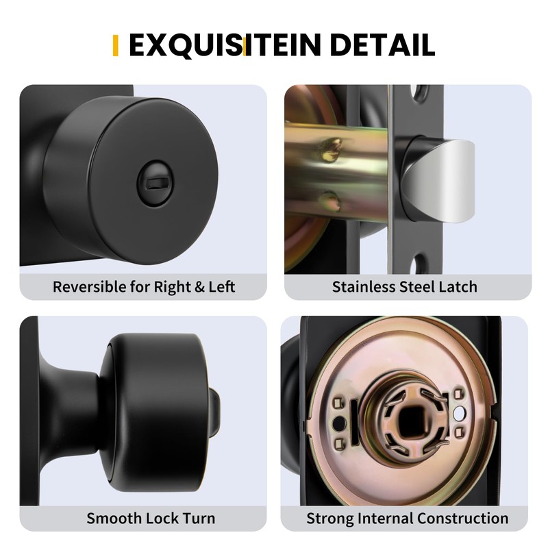 goldenwarm Matte Black Door Knobs Interior, Privacy Door Knob for