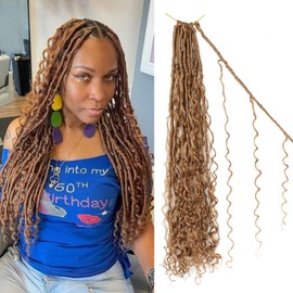 IIFLYDSFA Boho Faux Locs Crochet Hair 24 Inch 8 Packs Goddess Locs Crochet Hair with Curly Ends Honey Blonde 27# Pre-looped Bohemian River Locs Hair for Women